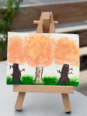 Dreamy trees and sunflower aceo art card thumbnail 1