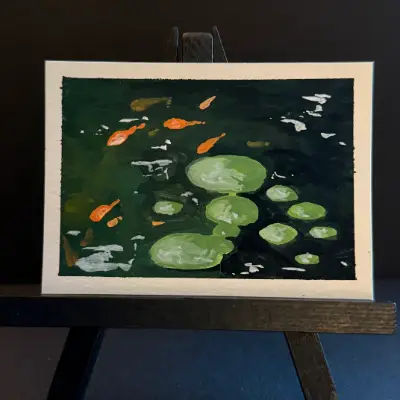 goldfish pond aceo art card thumbnail 1