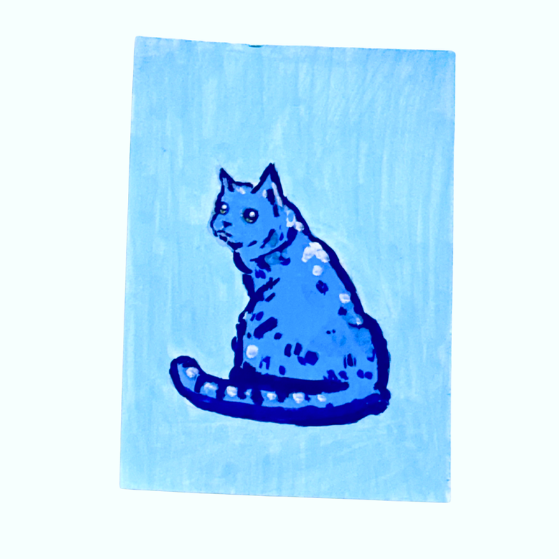 The Blue Cat aceo art card
