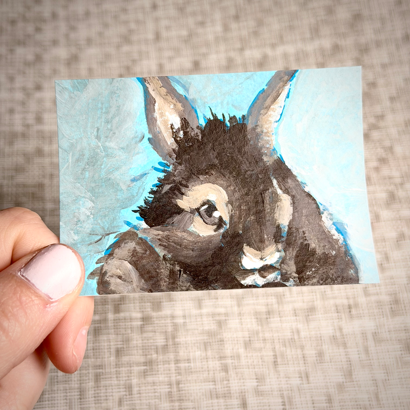 Baby Bunny in Blue By Lizz aceo art card