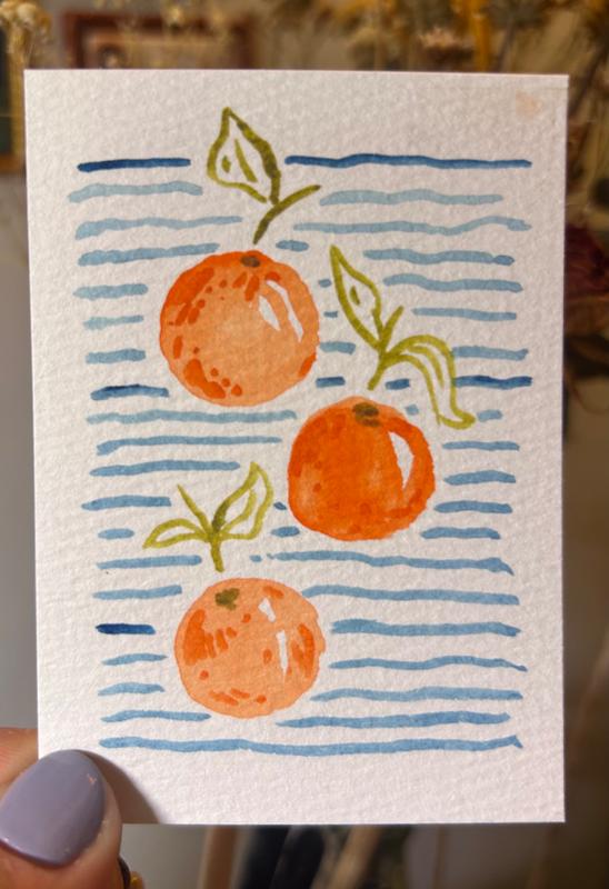 oranges aceo art card