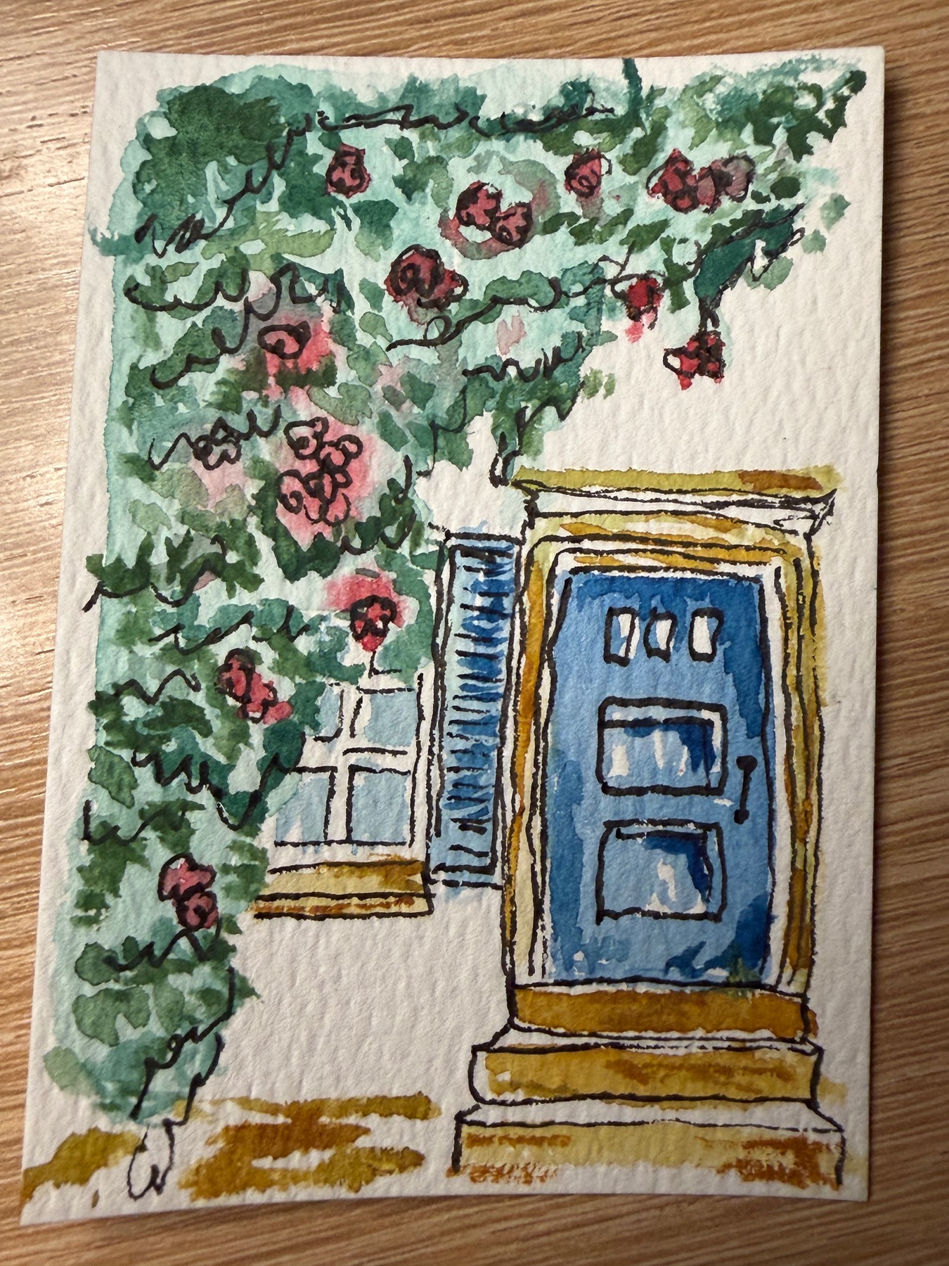 Blue Door aceo art card
