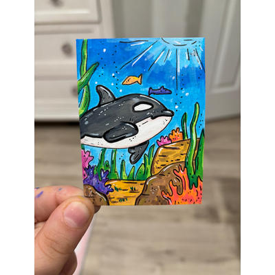Killer Whale aceo art card thumbnail 1