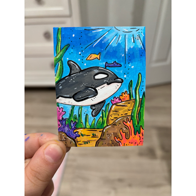 Killer Whale aceo art card thumbnail 3