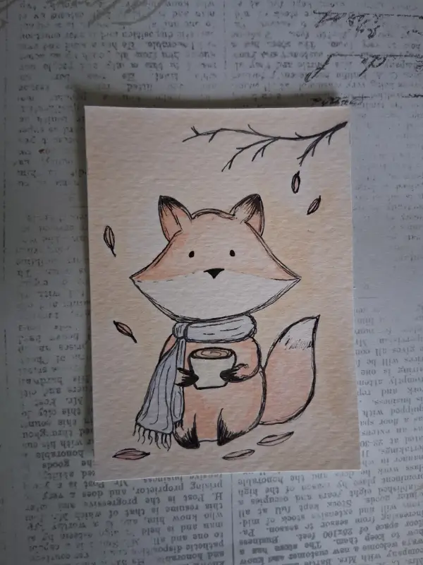 Fall Fox aceo art card