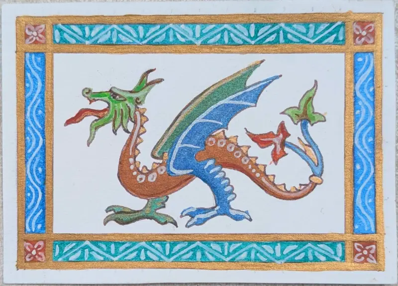 Metallic Dragon aceo art card