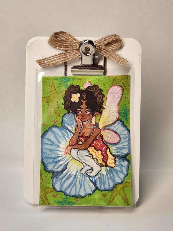 Original ACEO- Flower Fairy Series - Cute Tropical Fairy 6/9 aceo art card