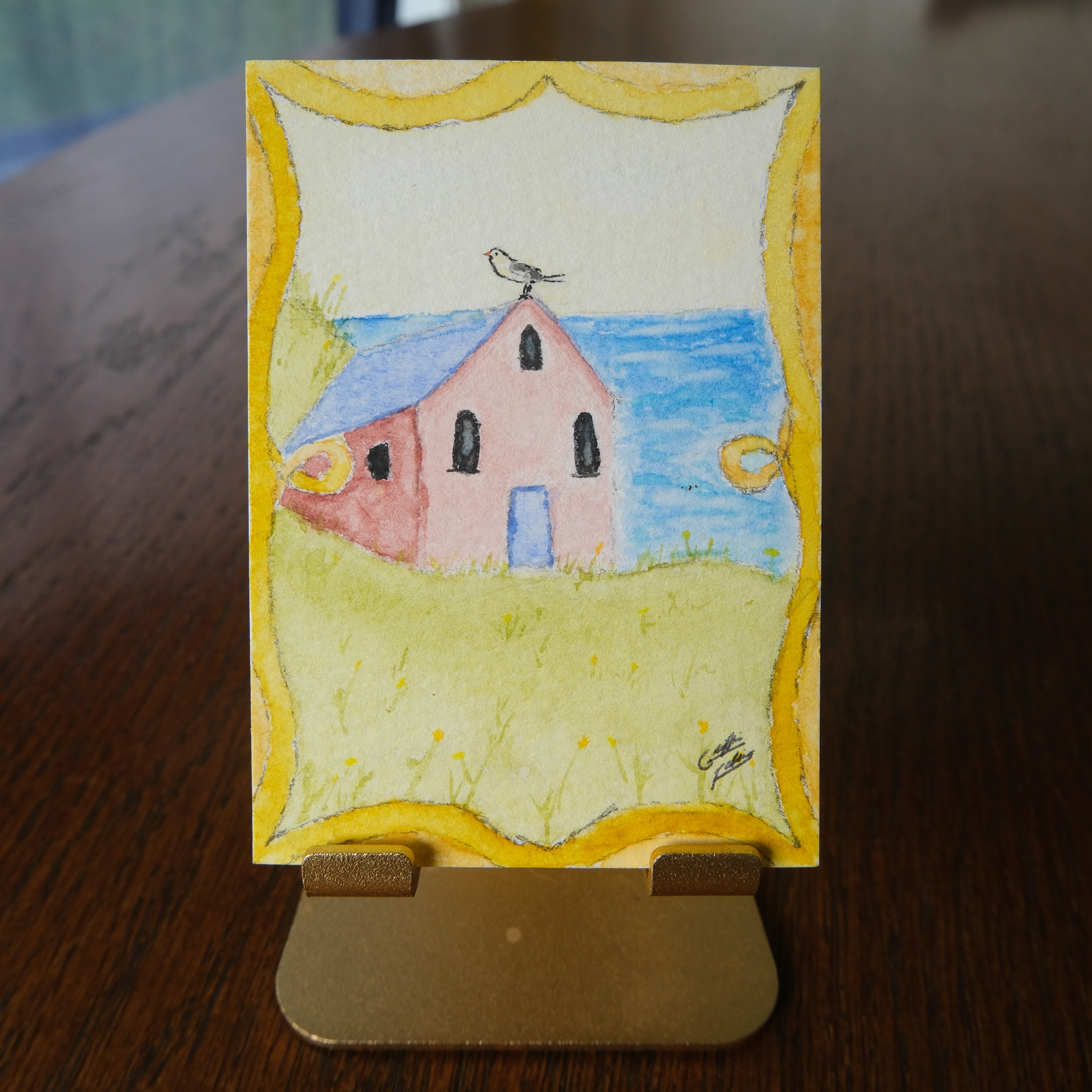 House by the Sea aceo art card