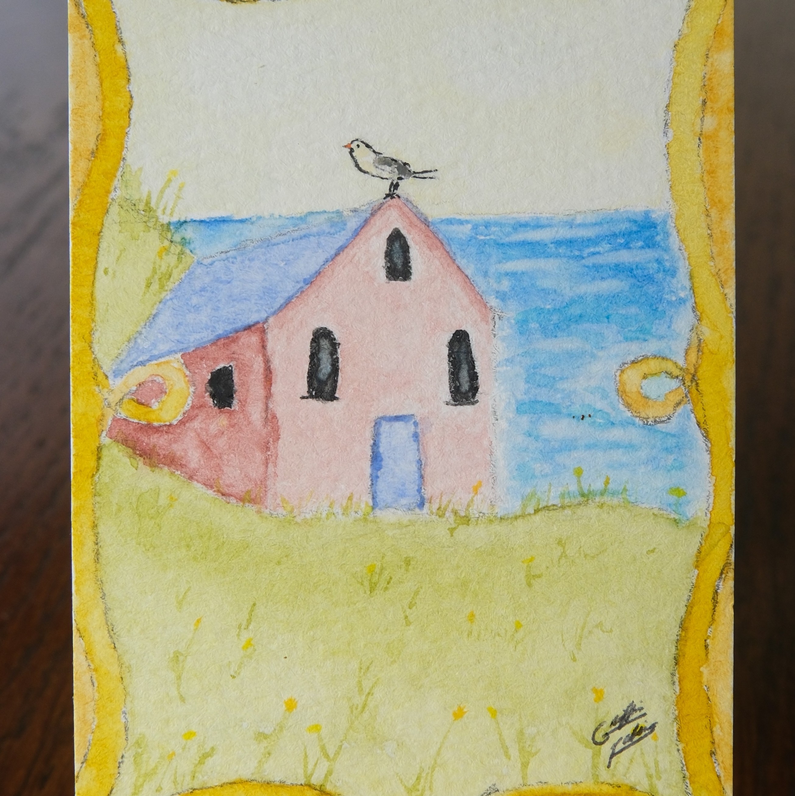 House by the Sea aceo art card thumbnail 2