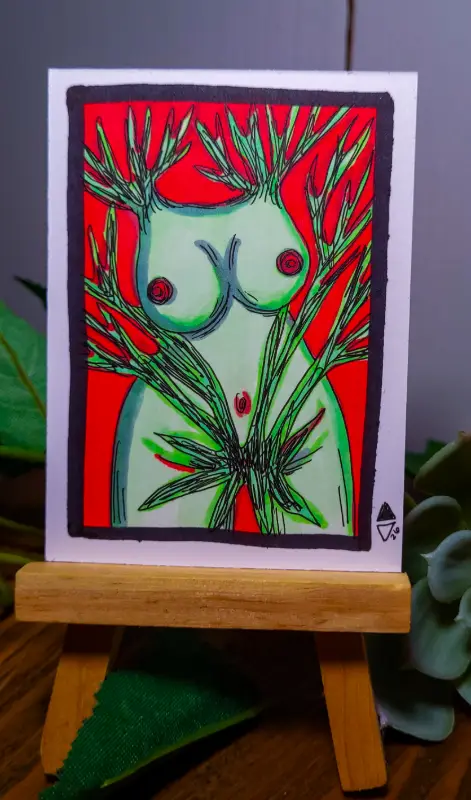 Naked Roots | Seeing Red Collection aceo art card