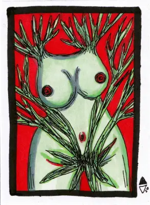 Naked Roots | Seeing Red Collection aceo art card thumbnail 2