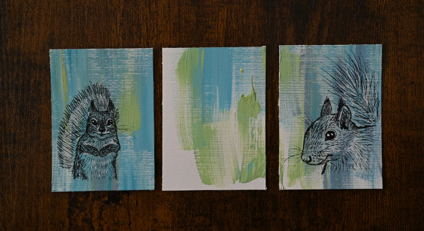 Squirrel study aceo art card