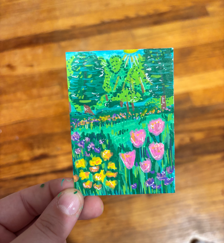 Flower Garden aceo art card