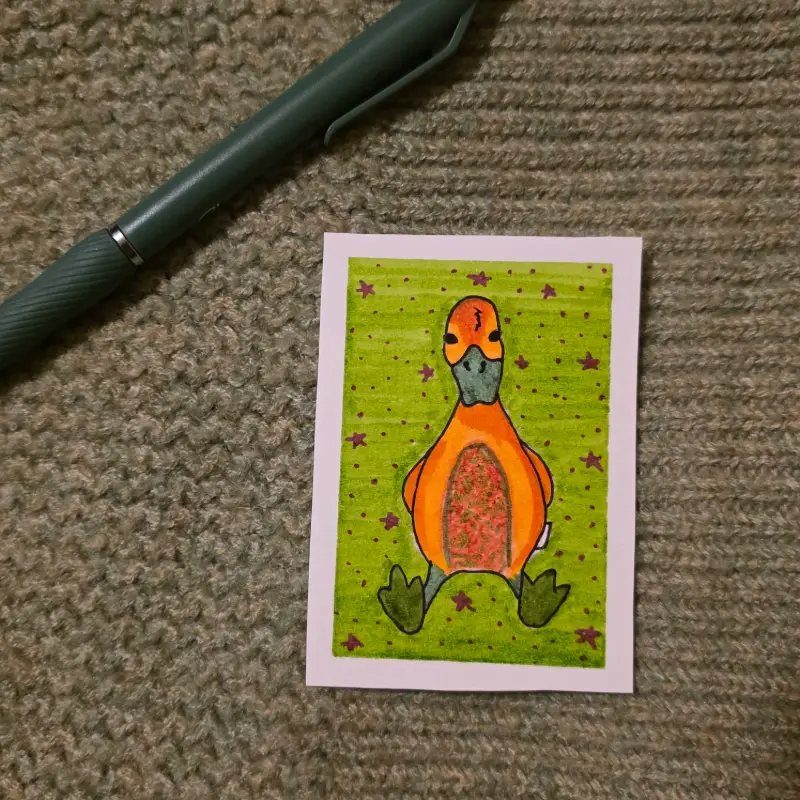 Melón the Duck aceo art card