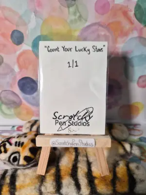 "Count Your Lucky Stars" ⭐ aceo art card thumbnail 2