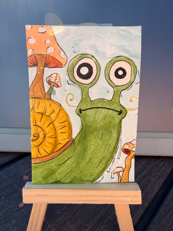 Stressed snail aceo art card