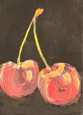 Two Cherries aceo art card thumbnail 2
