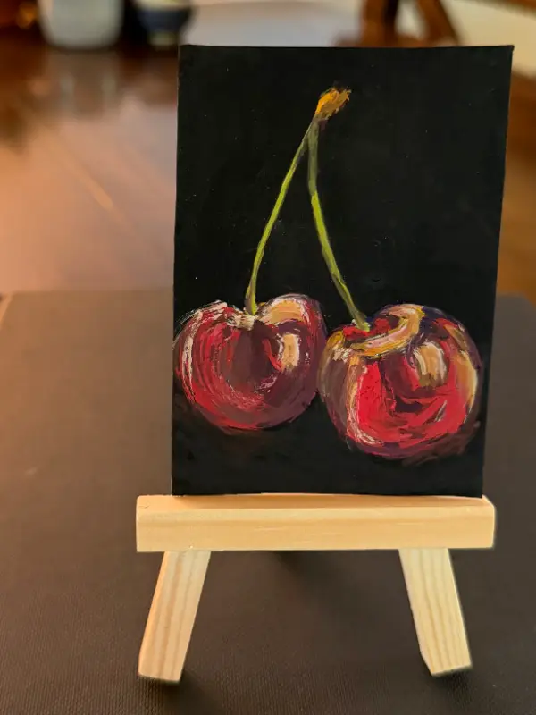 Two Cherries aceo art card