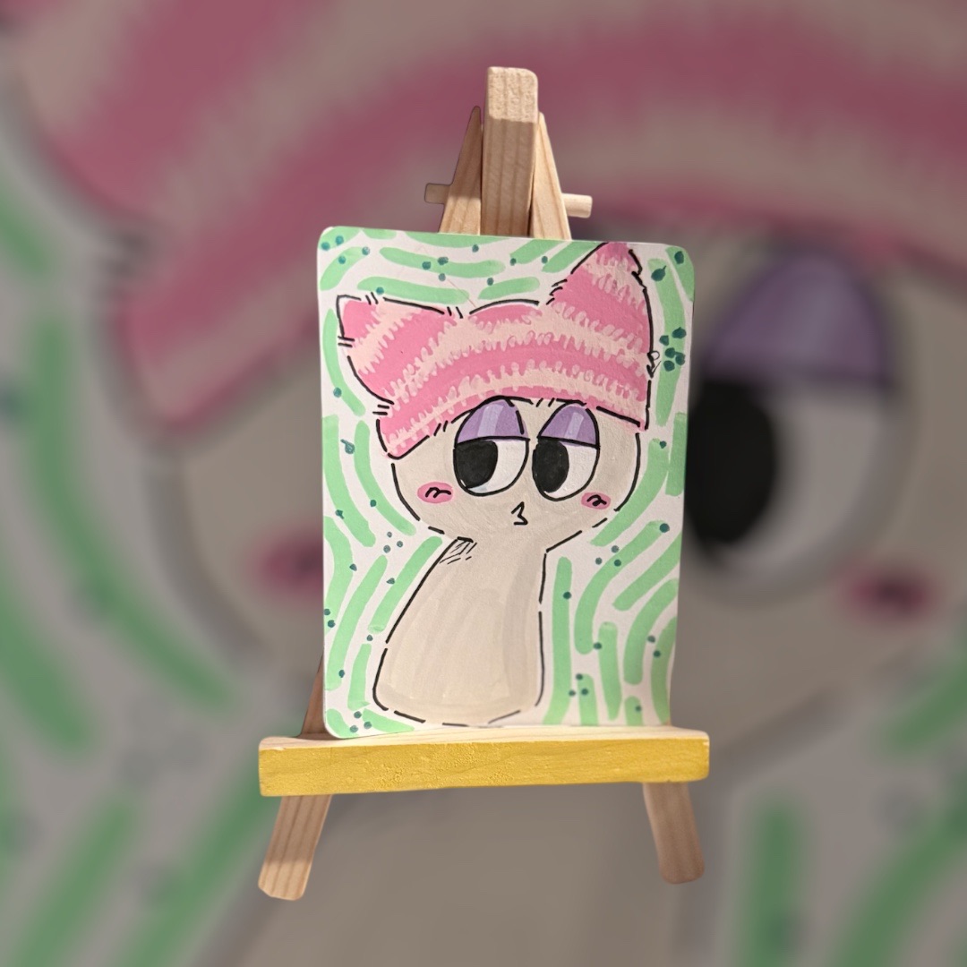 Crochet beanie Aceos aceo art card