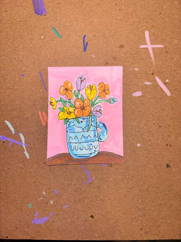 Flower Vase aceo art card