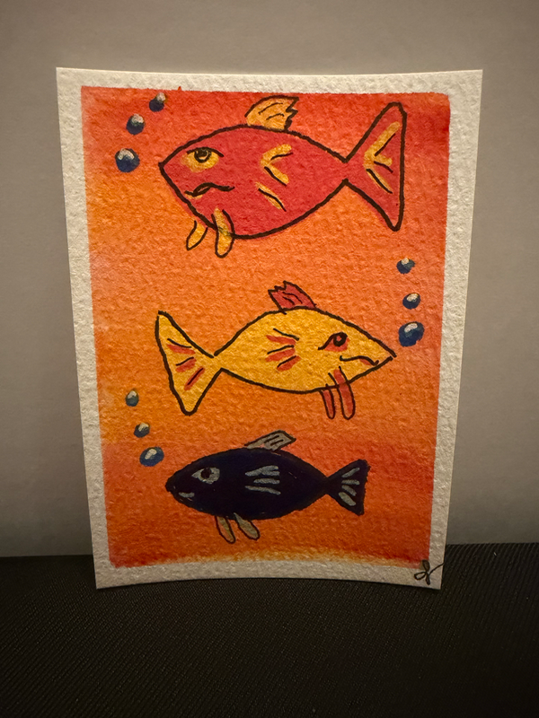 Fishy Fishy aceo art card