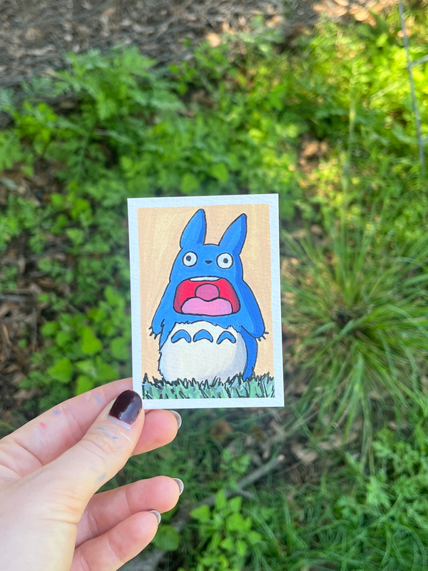 Blue Totoro aceo art card