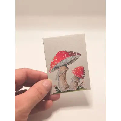 Red Mushroom 002 aceo art card thumbnail 4