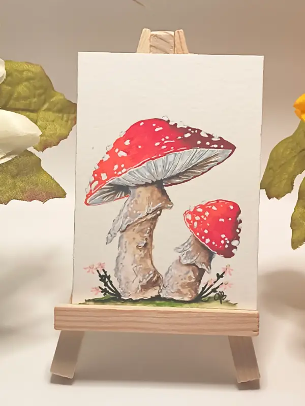 Red Mushroom 002 aceo art card