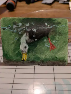 Duck diving aceo art card thumbnail 3