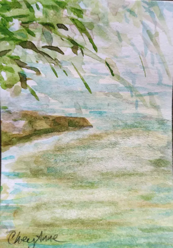 River stream WaterColour by CheyAnne aceo art card
