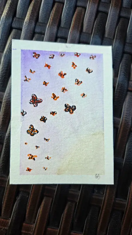 Migrants (Monarch Butterflies) aceo art card