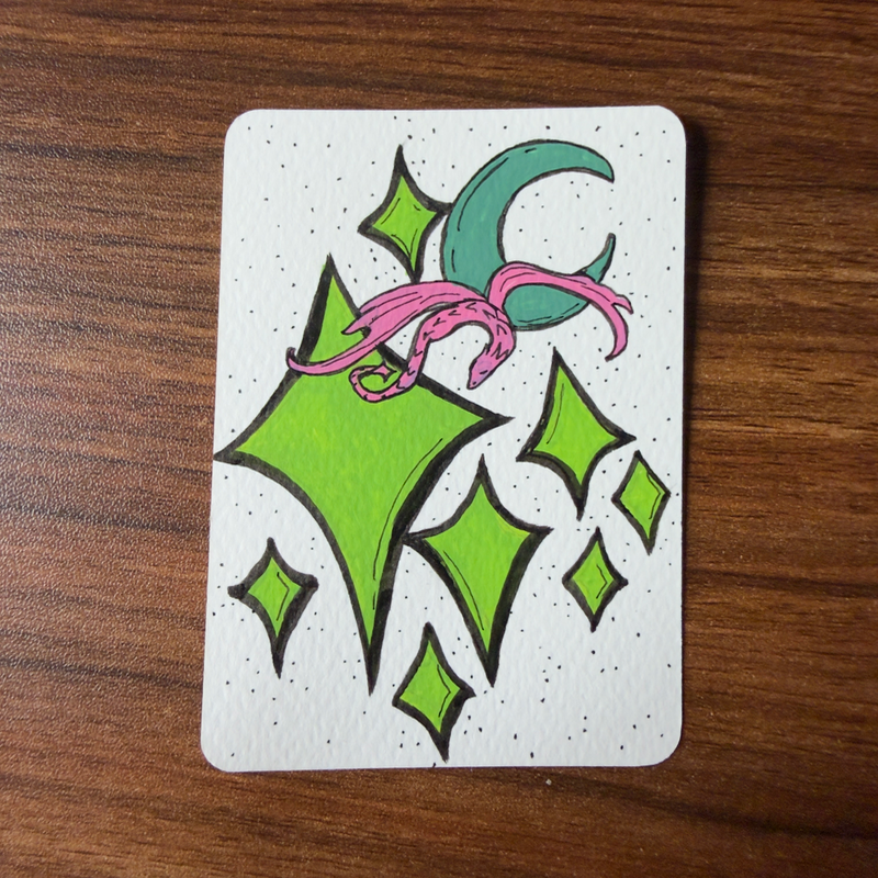 Space Cherry - Dragon Fantasy Celestial Star Spirit aceo art card