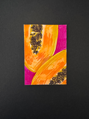 Precious papaya aceo art card thumbnail 2