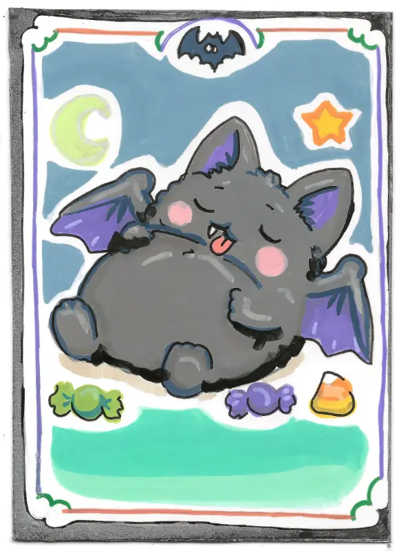 Bat Candy Belly | Halloween Belly Collection | Art with Sara Rose aceo art card