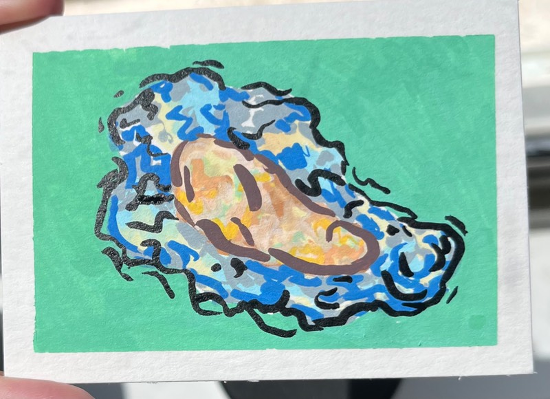 Whimsical Oyster aceo art card