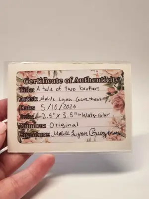 Original ACEO Bundle Set of Two- Golden Tempo and A Tale of Two Brothers - 2.5" x 3.5" Watercolor aceo art card thumbnail 4