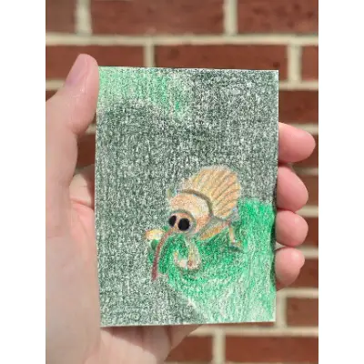 Acorn weevil on a leaf aceo art card thumbnail 1