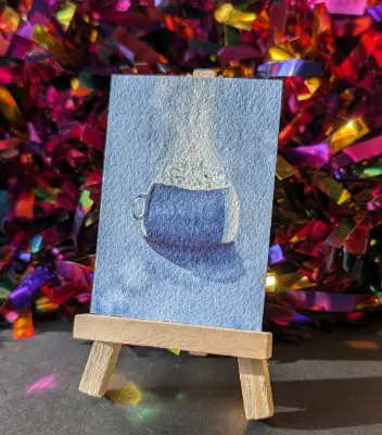 Round Coffee aceo art card thumbnail 2