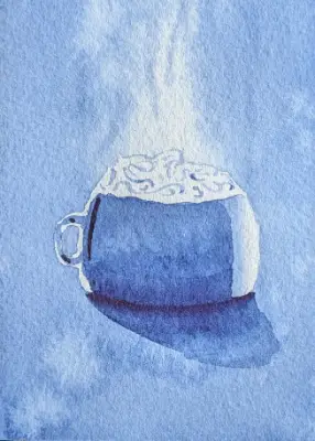 Round Coffee aceo art card thumbnail 1