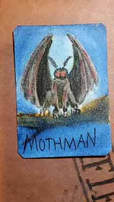 Mothman cryptid informational package aceo art card thumbnail 2