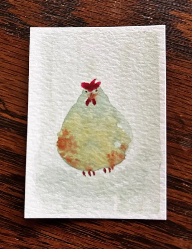 Nesting Chicken aceo art card