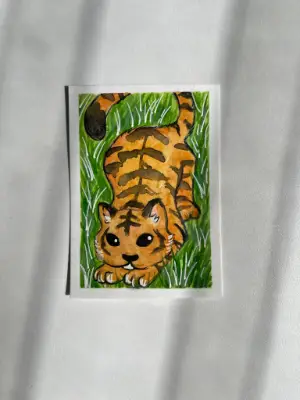 Baby Tiger aceo art card thumbnail 2
