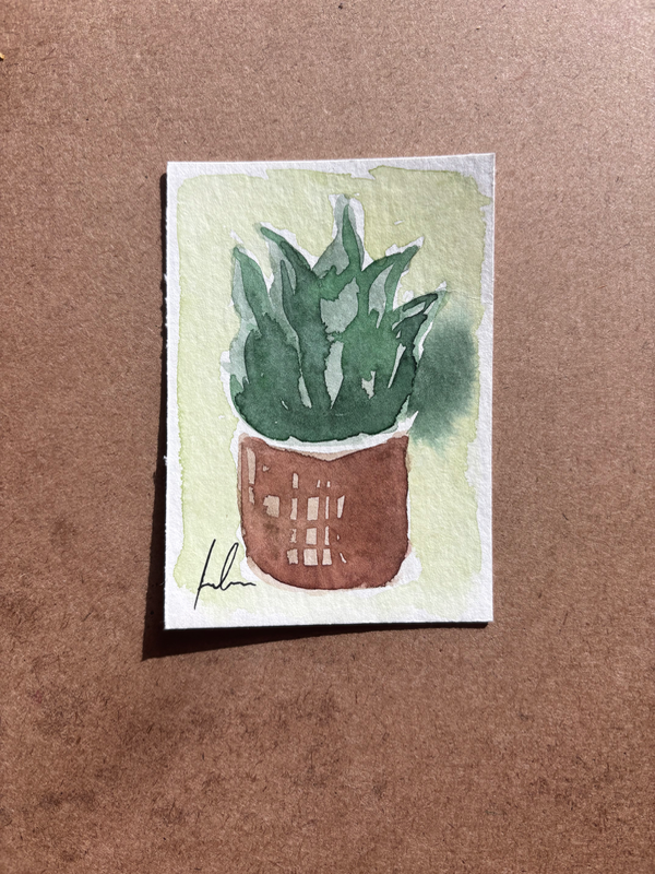 “Simple Impression” Plant Still Life aceo art card