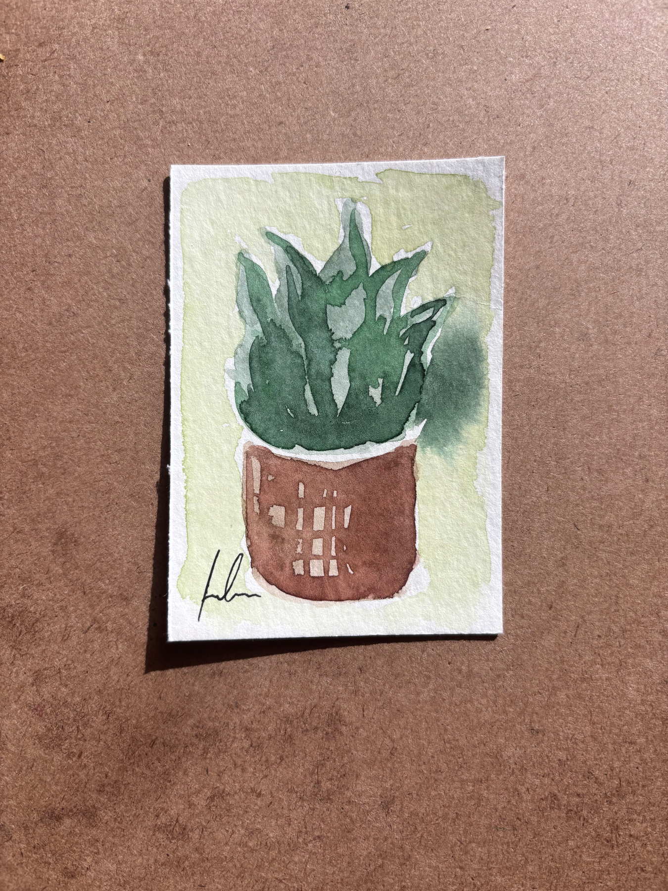 “Simple Impression” Plant Still Life aceo art card