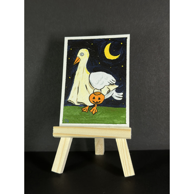 Ghostie Goose aceo art card thumbnail 2