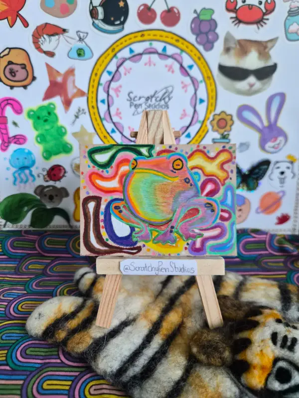 "R.B.G. Frog" Animal, Frog aceo art card