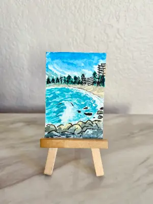 Catching Waves at Manly Beach - Sydney Australia aceo art card thumbnail 2