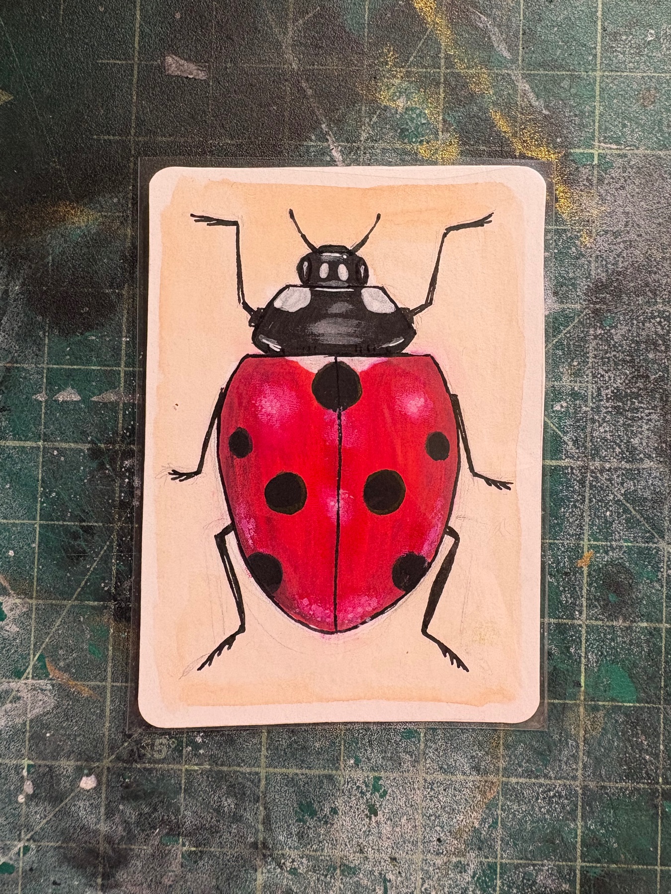 Ladybug aceo art card