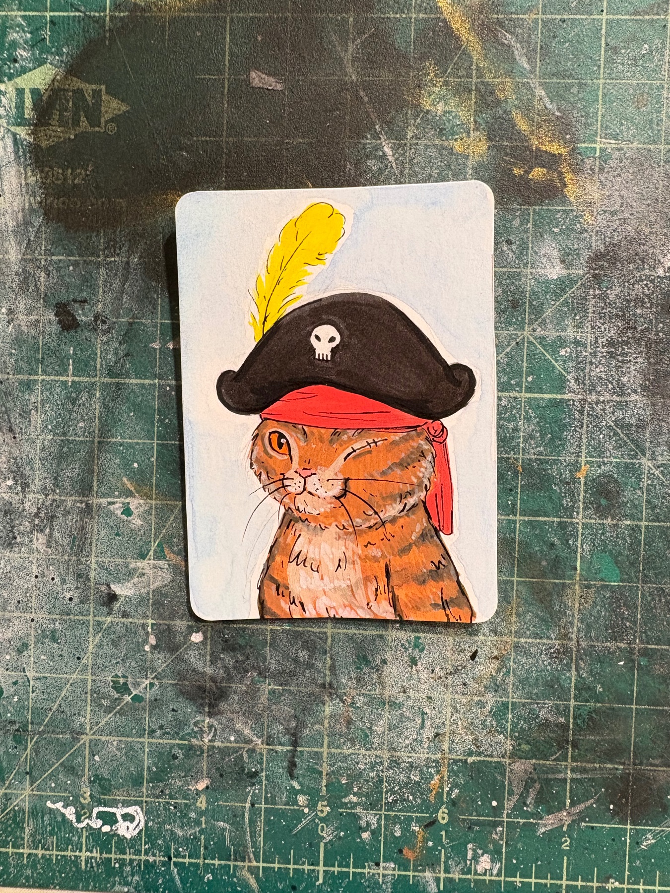 Pirate Cat aceo art card