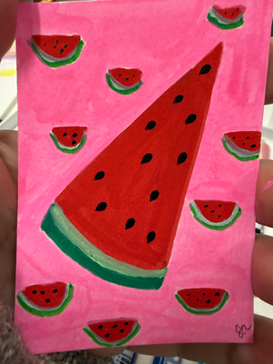 Watermelon Summer High aceo art card thumbnail 2